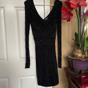 Guess gold shimmering long sleeve dress